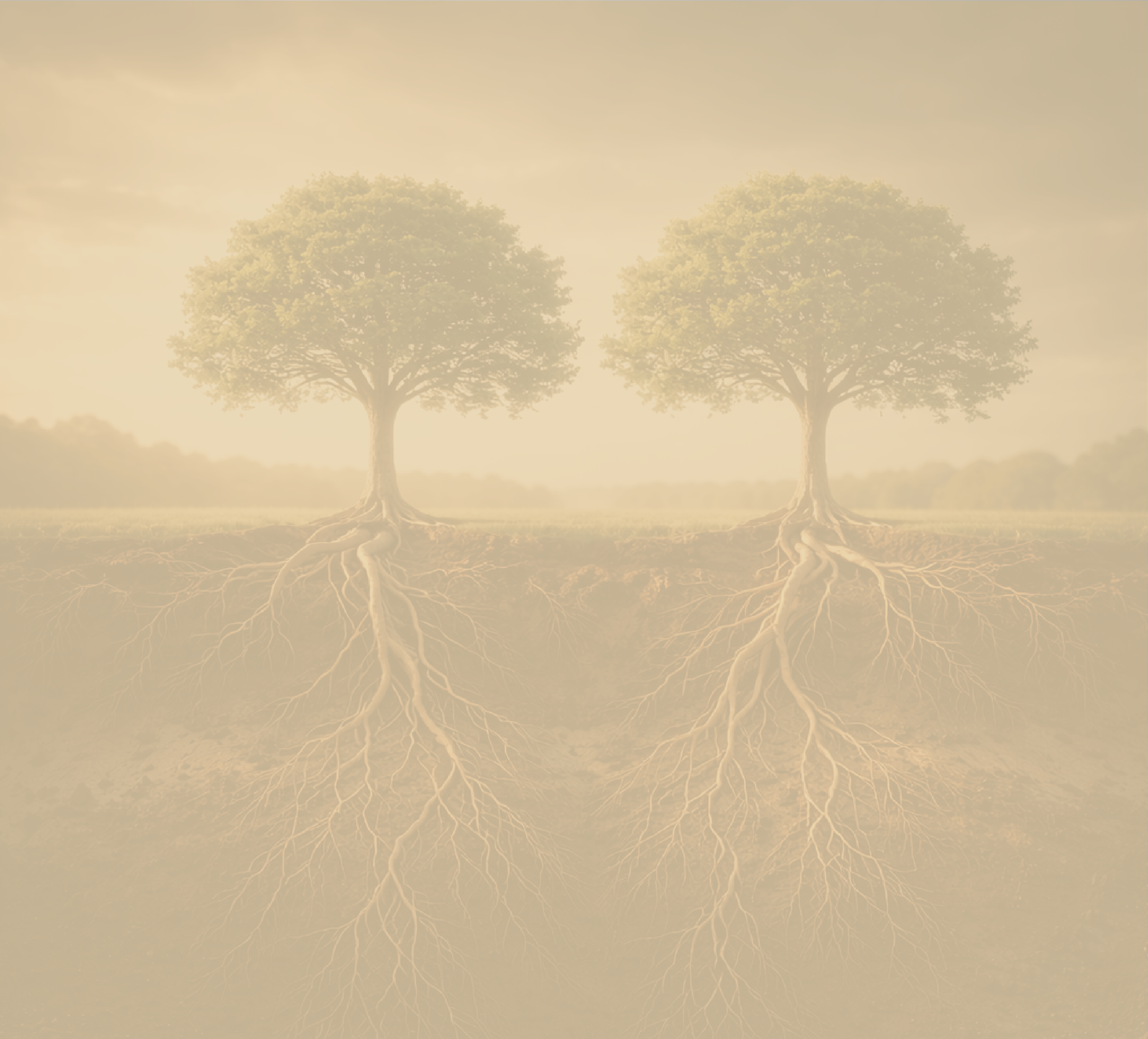 Dos arboles con raices interconectadas