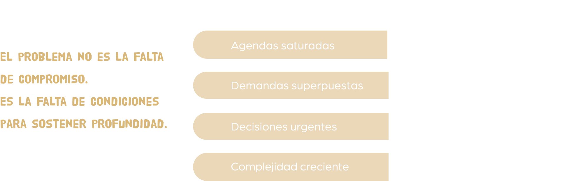 El problema no es la falta de compromiso. Es la falta de condiciones para sostener profundidad.
