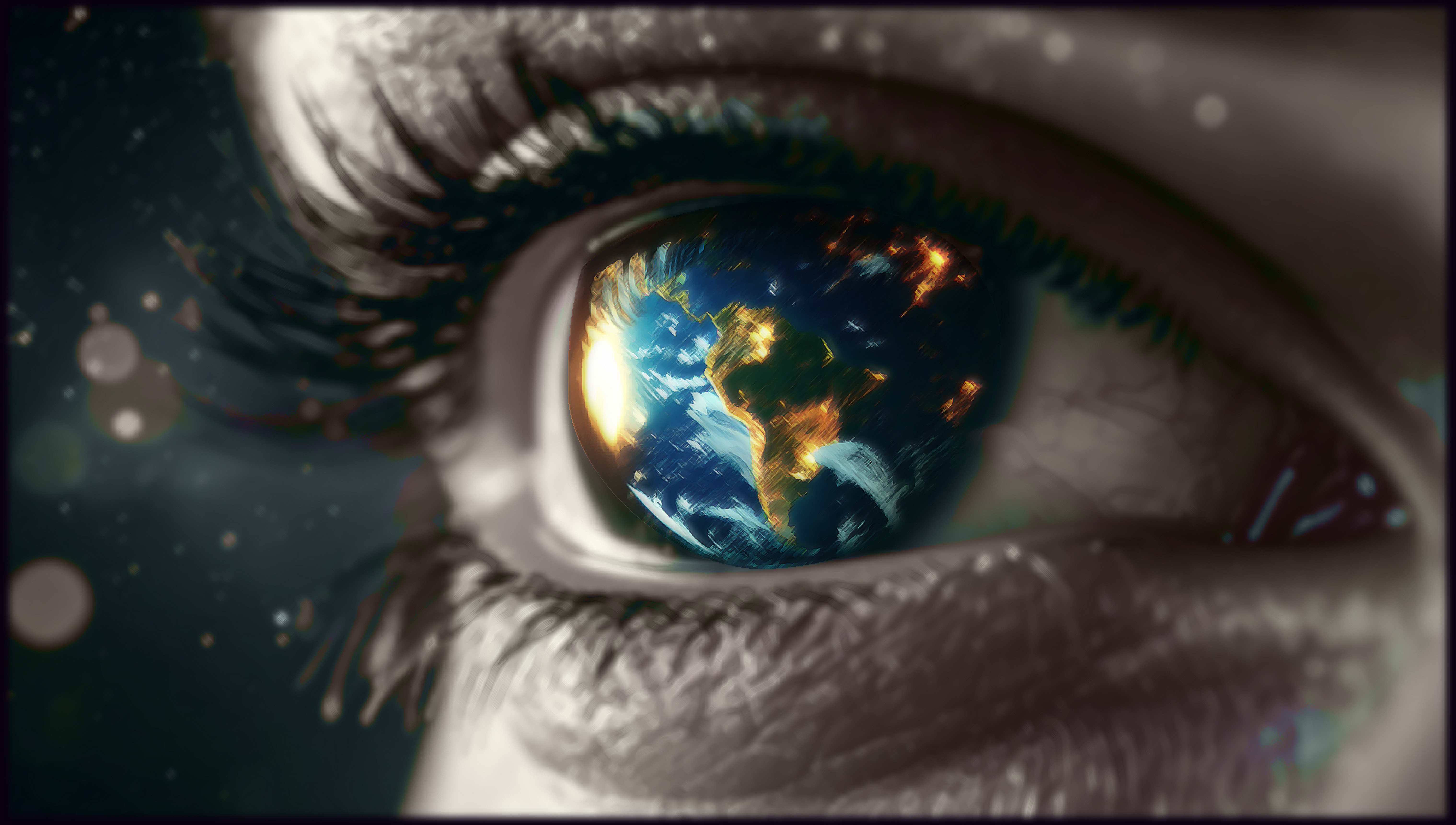 Ojo con el planeta Tierra reflejado - Convertir la mirada